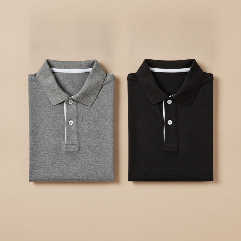 Polo Uomo Bicolore con Bottoni a Contrasto – Dettaglio di Stile - Grigio e Nero