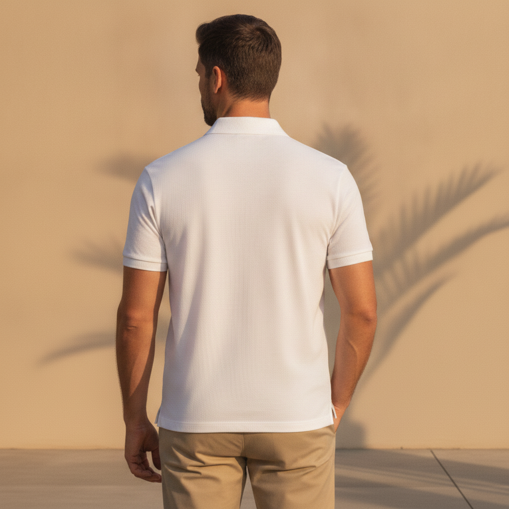 Polo Uomo in Lino Puro – Eleganza Naturale e Fresca - vista posteriore