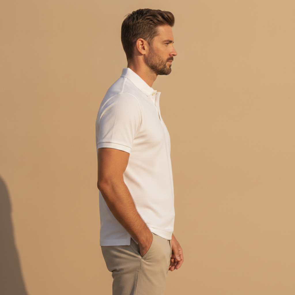 Polo Uomo in Jersey di Cotone Morbido – Comfort Casual Quotidiano - vista laterale