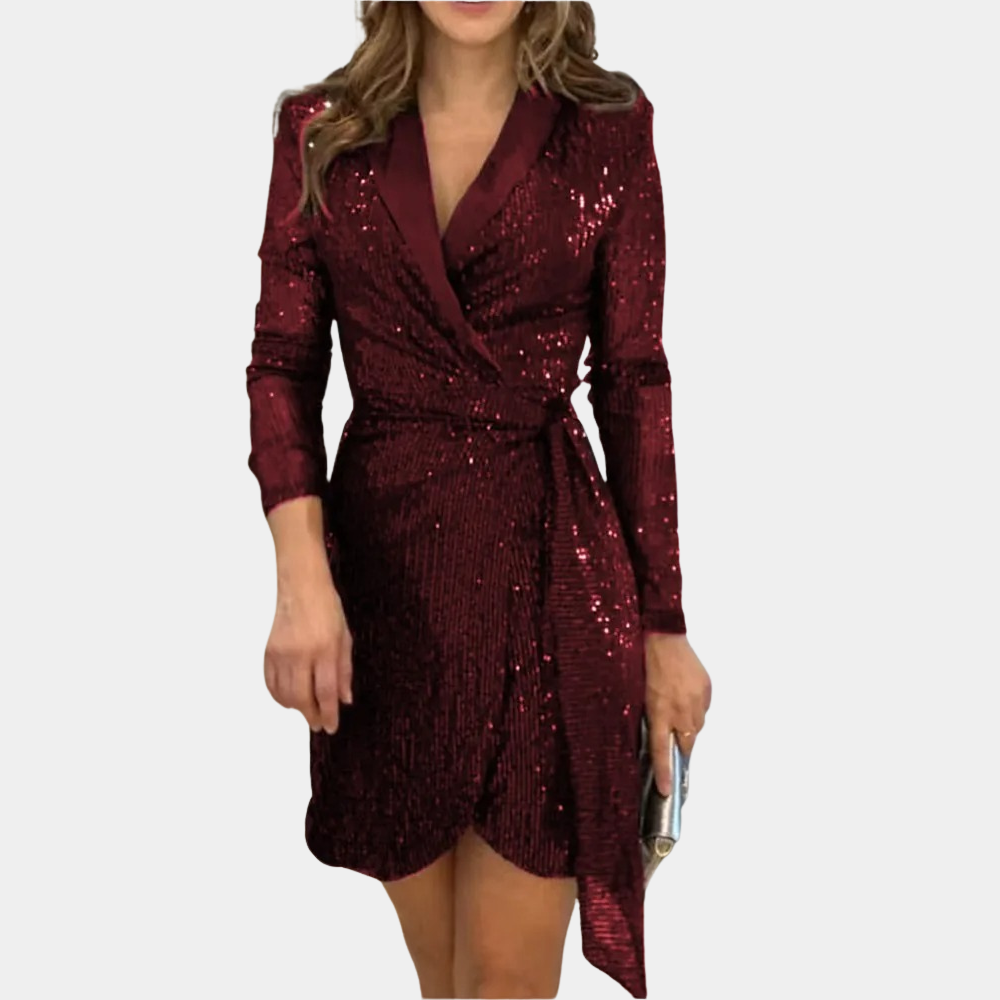 Mini abito con paillettes da donna – Taglio aderente stile portafoglio