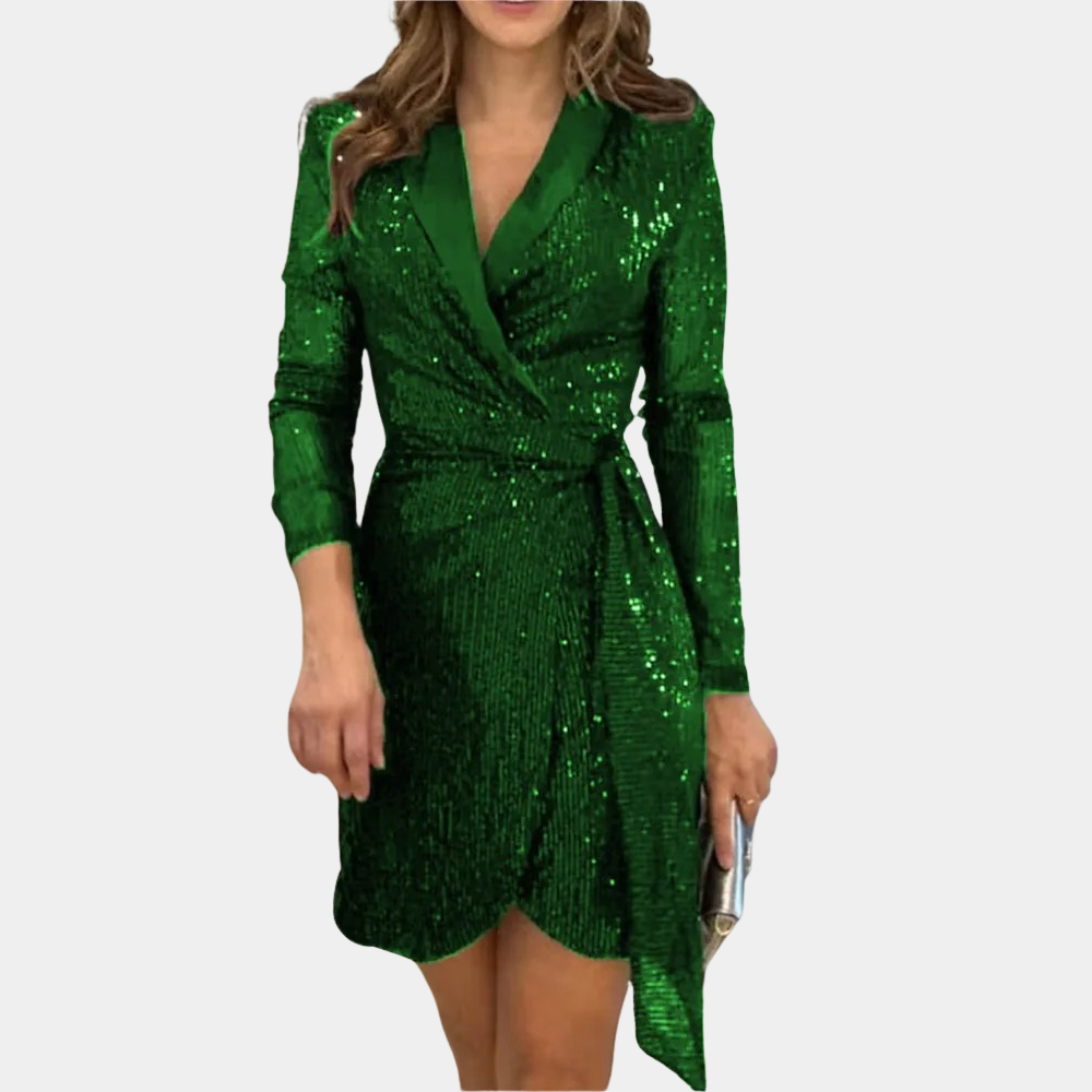Mini abito con paillettes da donna – Taglio aderente stile portafoglio