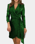 Mini abito con paillettes da donna – Taglio aderente stile portafoglio