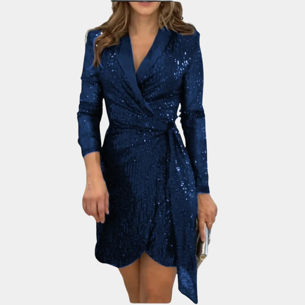 Mini abito con paillettes da donna – Taglio aderente stile portafoglio