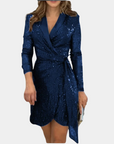 Mini abito con paillettes da donna – Taglio aderente stile portafoglio