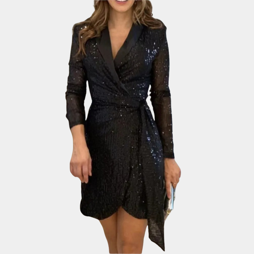 Mini abito con paillettes da donna – Taglio aderente stile portafoglio