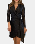 Mini abito con paillettes da donna – Taglio aderente stile portafoglio