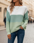 Maglione donna maniche lunghe color block casual