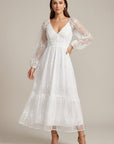 Abito lungo donna in pizzo, scollo a V
