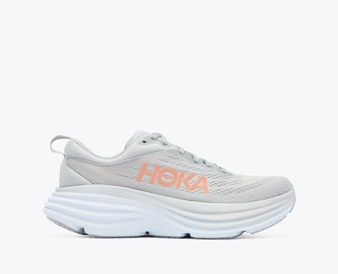 Hoka Bondi 8 Scarpe Running Grigio Perla Grigio Chiaro Donna - 2