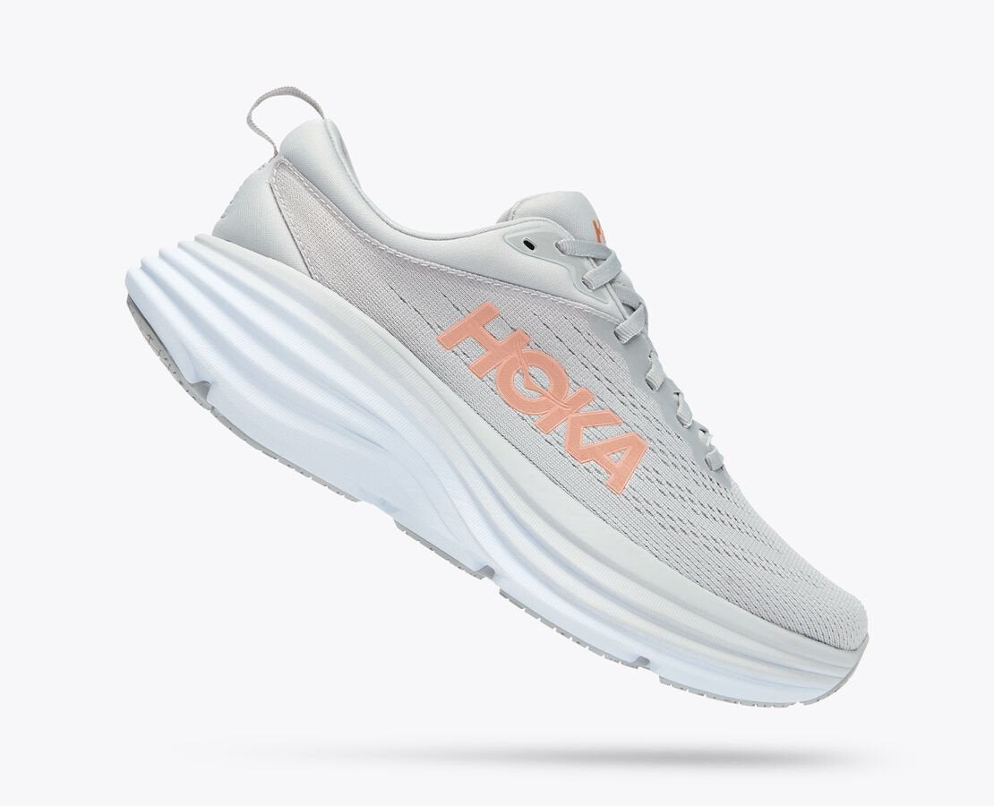 Hoka Bondi 8 Scarpe Running Grigio Perla Grigio Chiaro Donna - 3