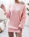 Abito maglione donna maglia strutturata – Abito mini spalle scoperte