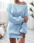 Abito maglione donna maglia strutturata – Abito mini spalle scoperte