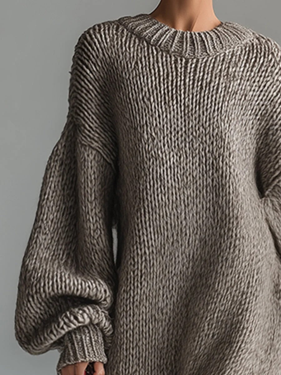 Abito lungo donna in maglia, scollo rotondo — vista 10