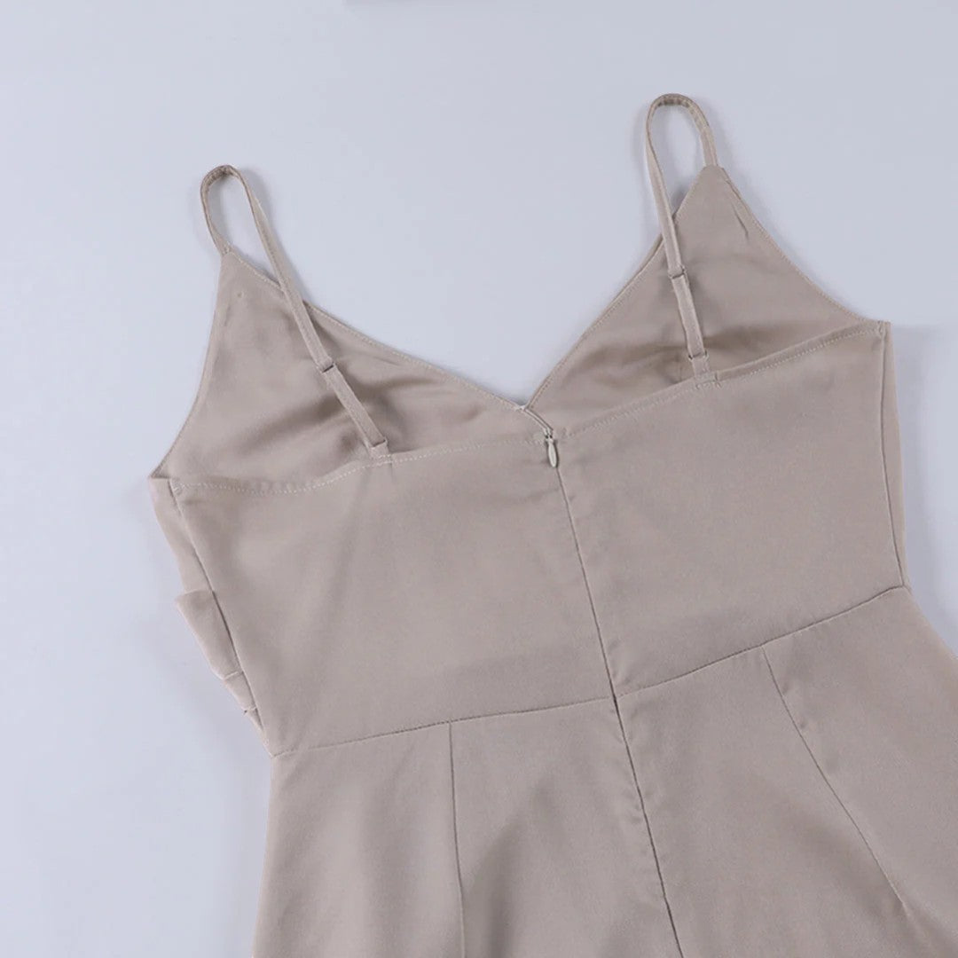 Abito lungo donna in tessuto leggero, scollo a V — vista 11