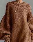 Abito lungo donna in maglia, scollo rotondo — vista 12