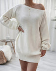 Abito maglione donna maglia strutturata – Abito mini spalle scoperte