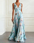 Abito lungo donna in chiffon, scollo a V — vista 6