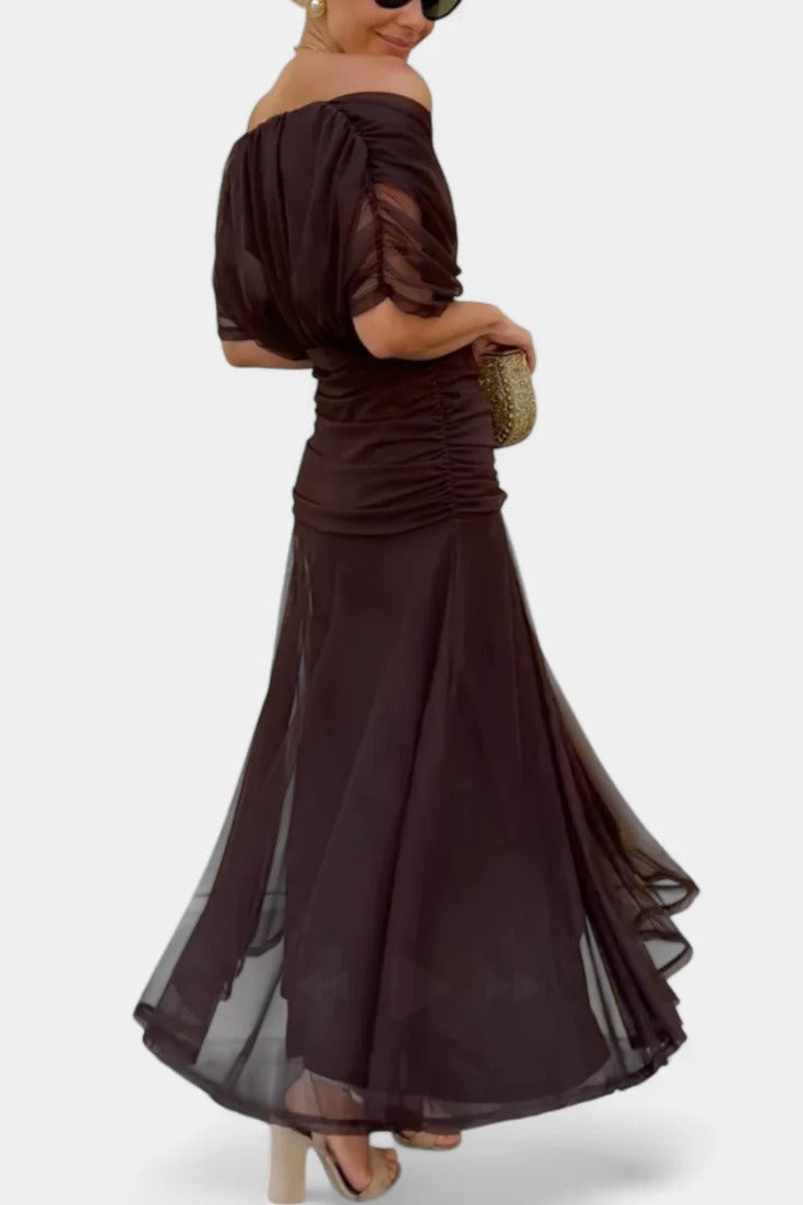 Abito lungo donna in chiffon, scollo a V — vista 11