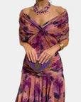 Abito lungo donna in chiffon, scollo a V — vista 8