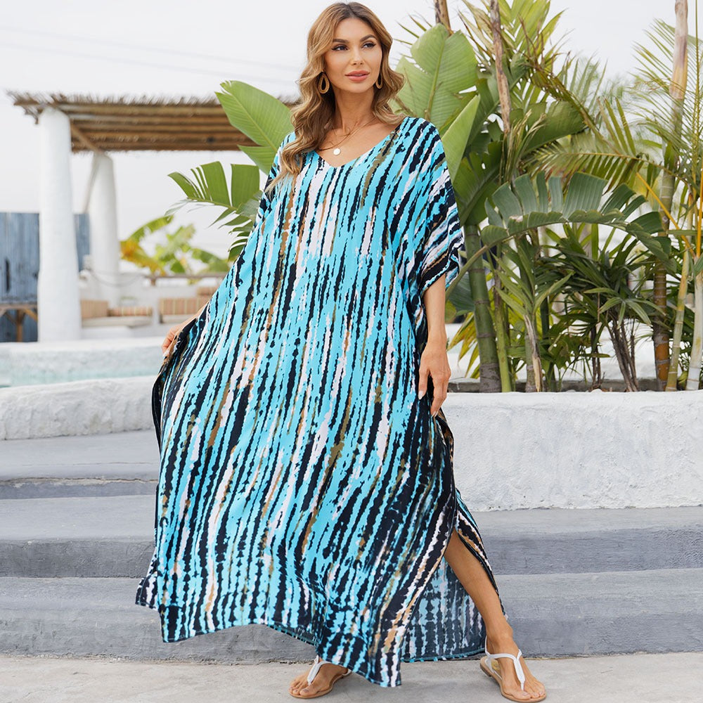 Abito lungo donna in maglia, a righe