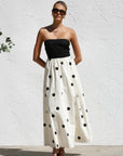 Abito lungo donna in tessuto leggero, a pois