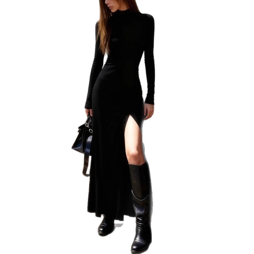 Abito lungo donna in tessuto leggero, maniche lunghe — vista 6
