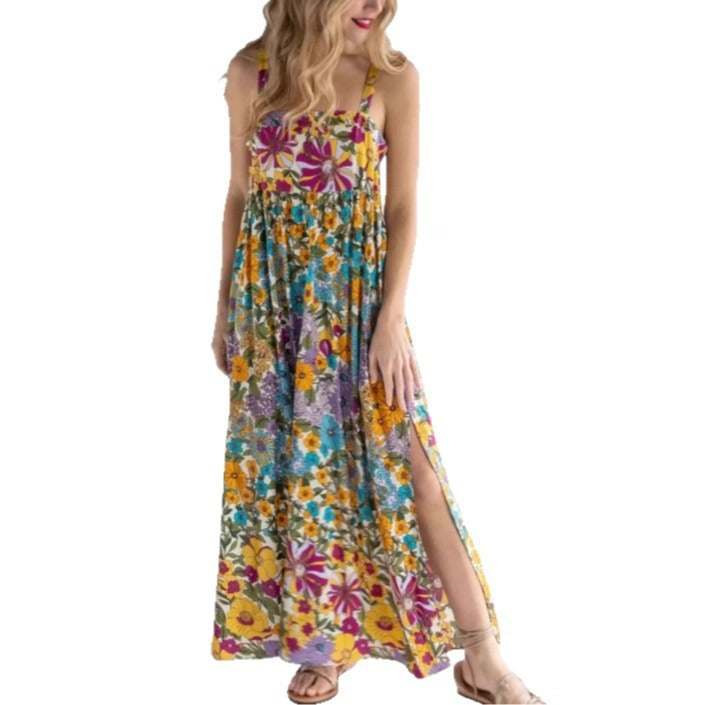 Abito lungo donna in tessuto leggero, floreale — vista 4