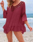 Vestito Mini Donna in Tessuto Intrecciato – Bordo all’Uncinetto e Taglio Ajoure