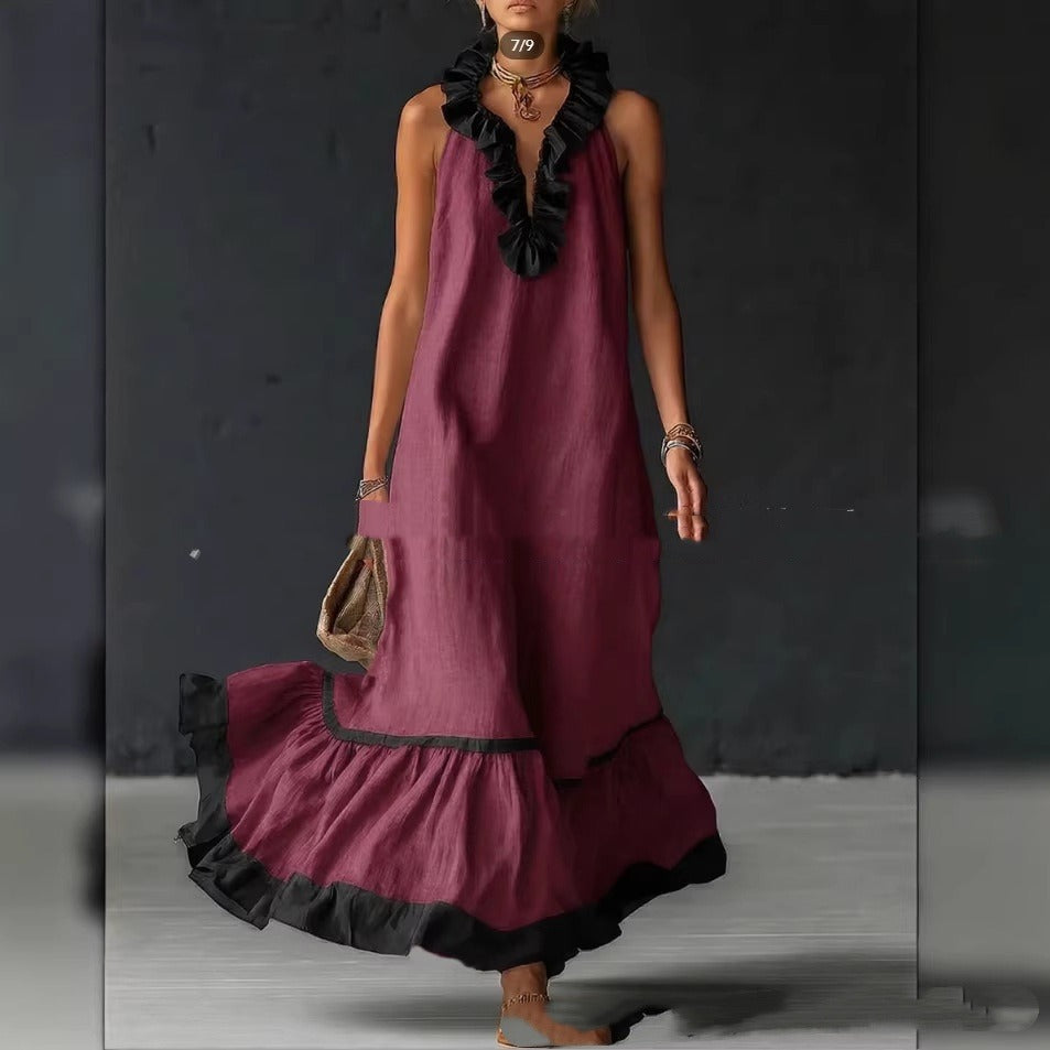 Abito lungo donna in cotone, senza maniche — vista 6