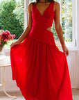 Abito lungo donna in cotone, scollo a V