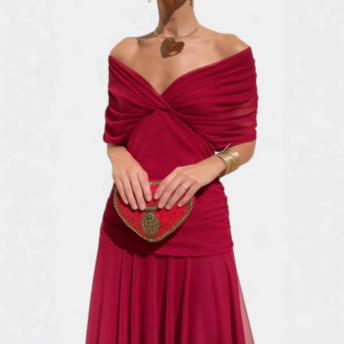 Abito lungo donna in chiffon, scollo a V — vista 12