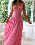 Abito lungo donna in cotone, scollo a V — vista 5