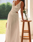 Abito lungo donna in cotone, scollo a V — vista 6