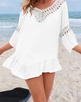 Vestito Mini Donna in Tessuto Intrecciato – Bordo all’Uncinetto e Taglio Ajoure