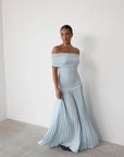 Abito lungo donna in tessuto leggero, plissettato — vista 4