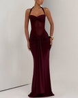Abito lungo donna in tessuto leggero, vita arricciata — vista 7