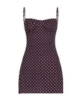 Abito corto aderente donna a pois – scollo a cuore e tessuto leggero elasticizzato