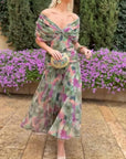 Abito lungo donna in chiffon, scollo a V — vista 6