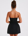 Abito mini donna bustier – taglio strutturato, gonna svasata a trapezio