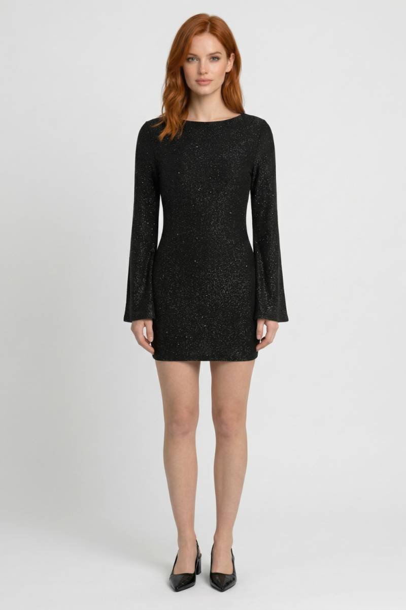 Vestito Mini Donna con Paillettes – Maniche Ampie e Taglio Attillato