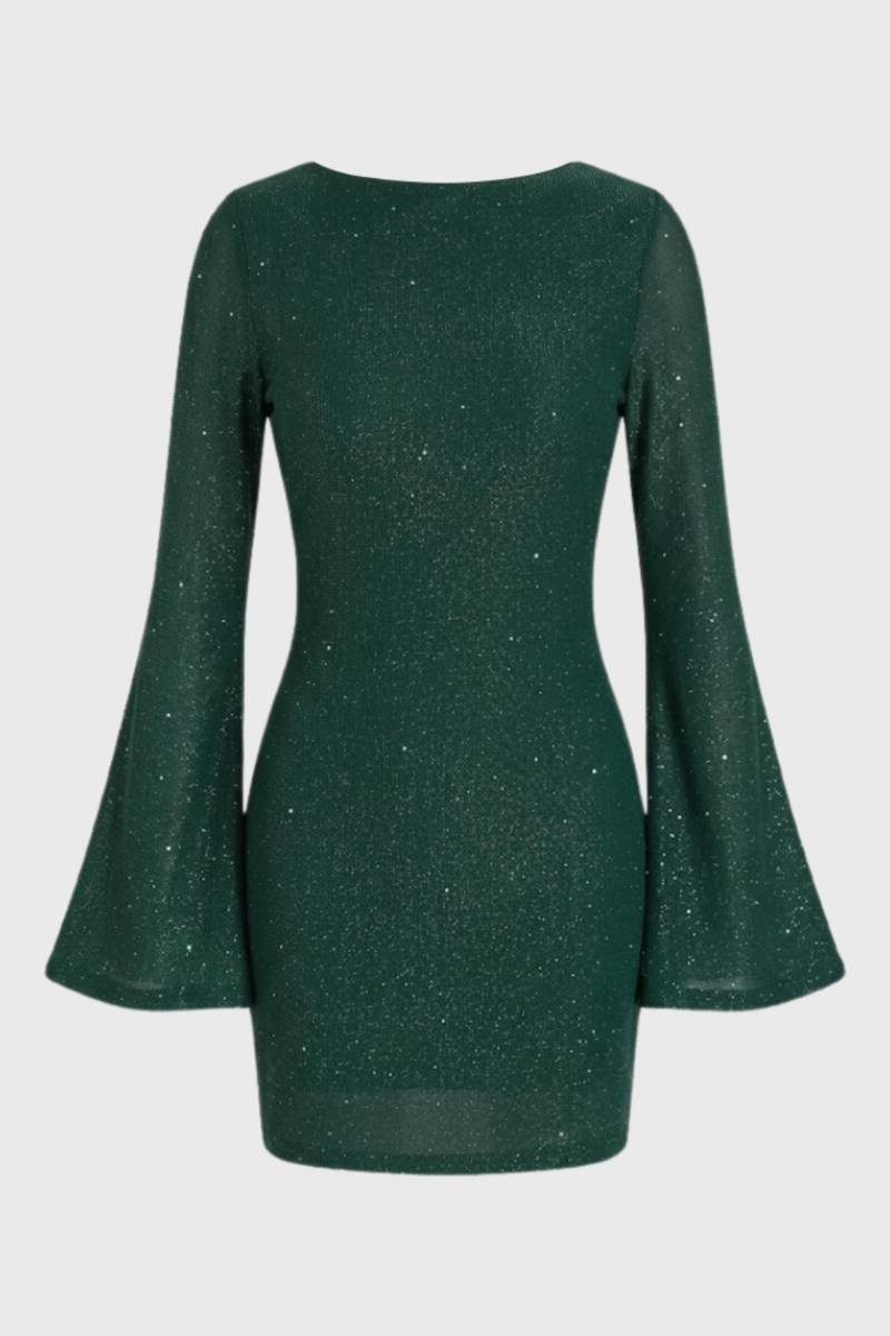 Vestito Mini Donna con Paillettes – Maniche Ampie e Taglio Attillato