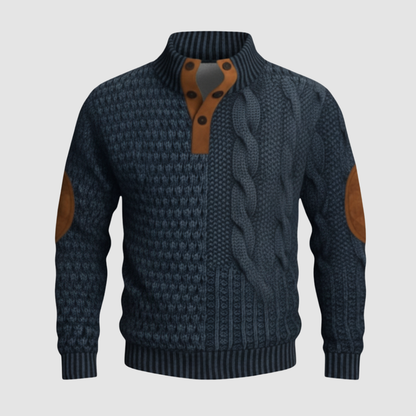 Maglione uomo con colletto alto e pelle scamosciata