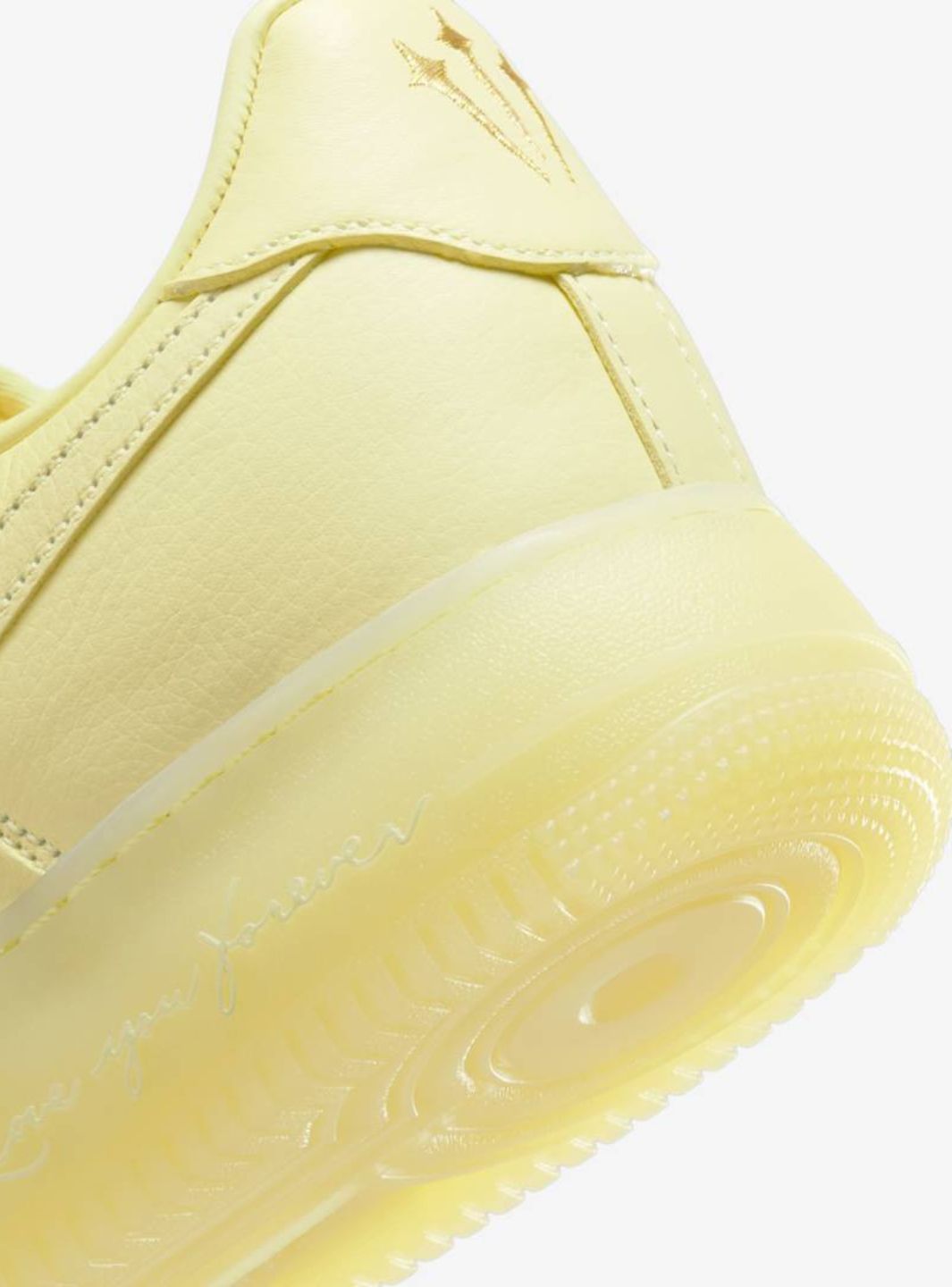 Nike Air Force 1 Low Drake NOCTA Certified Lover Boy Citron Tint sneakers basse uomo e donna pelle giallo, dettaglio tomaia