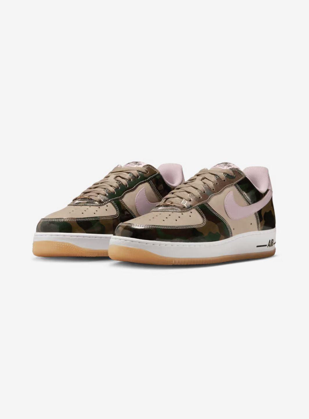 Nike Air Force 1 Low Patent Camo Pink sneakers basse uomo e donna pelle rosa, vista frontale