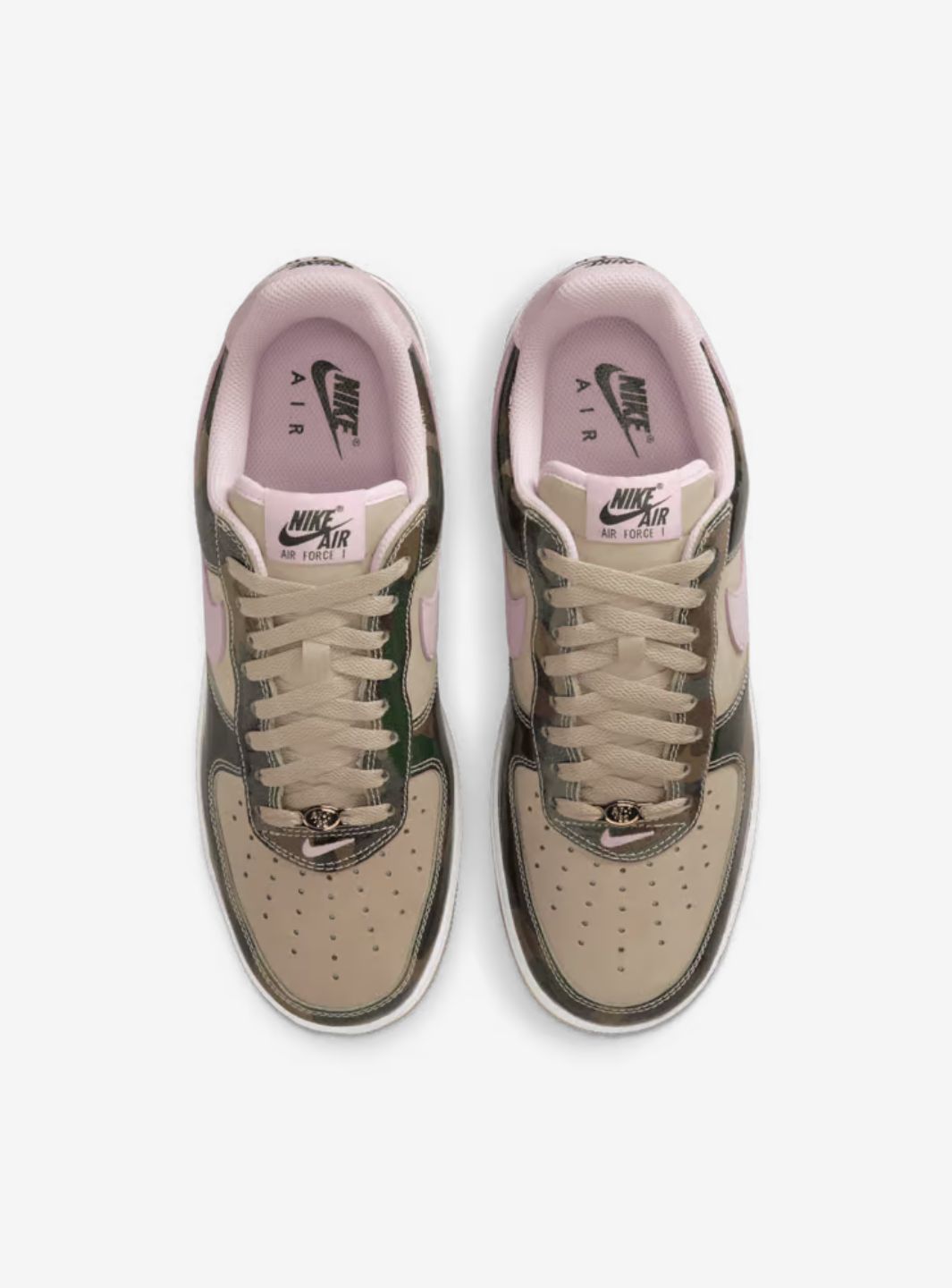 Nike Air Force 1 Low Patent Camo Pink sneakers basse uomo e donna pelle rosa, dettaglio suola