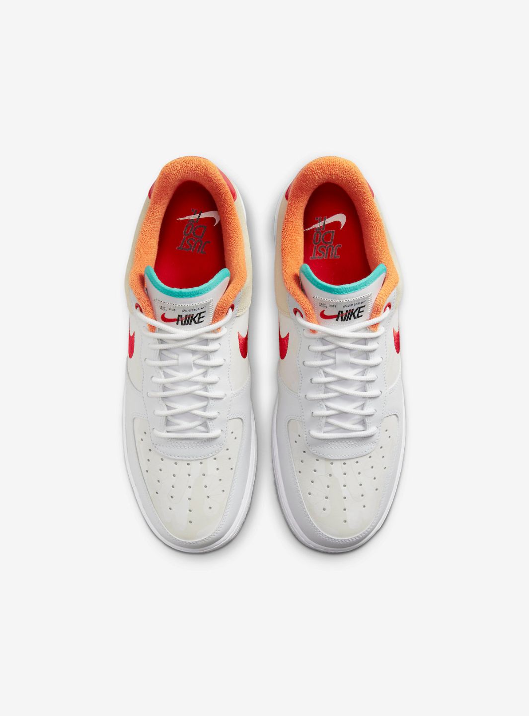 Nike Air Force 1 Low PRM Just Do It White Red Teal sneakers basse uomo e donna pelle bianco rosso, dettaglio suola