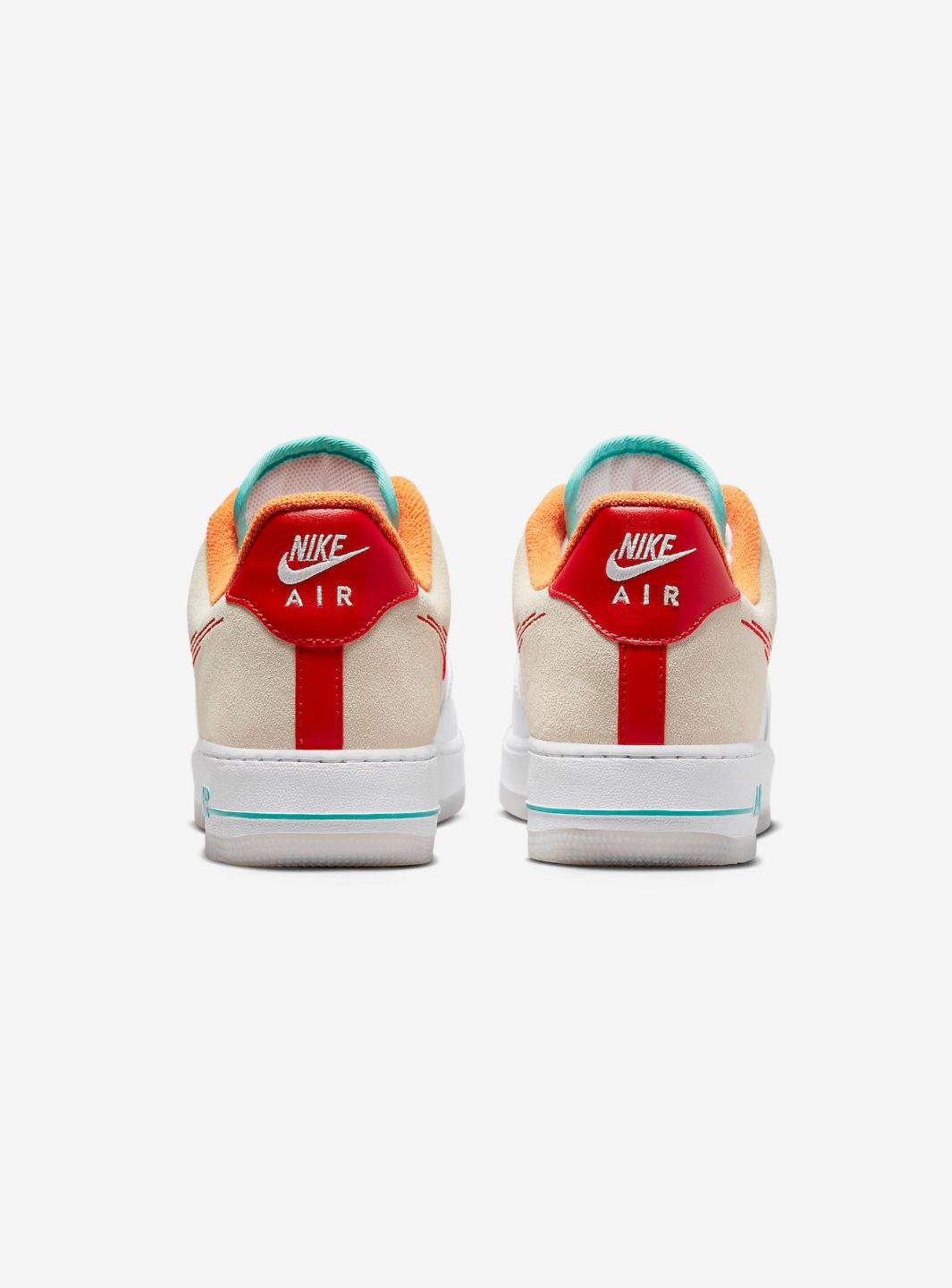 Nike Air Force 1 Low PRM Just Do It White Red Teal sneakers basse uomo e donna pelle bianco rosso, vista posteriore