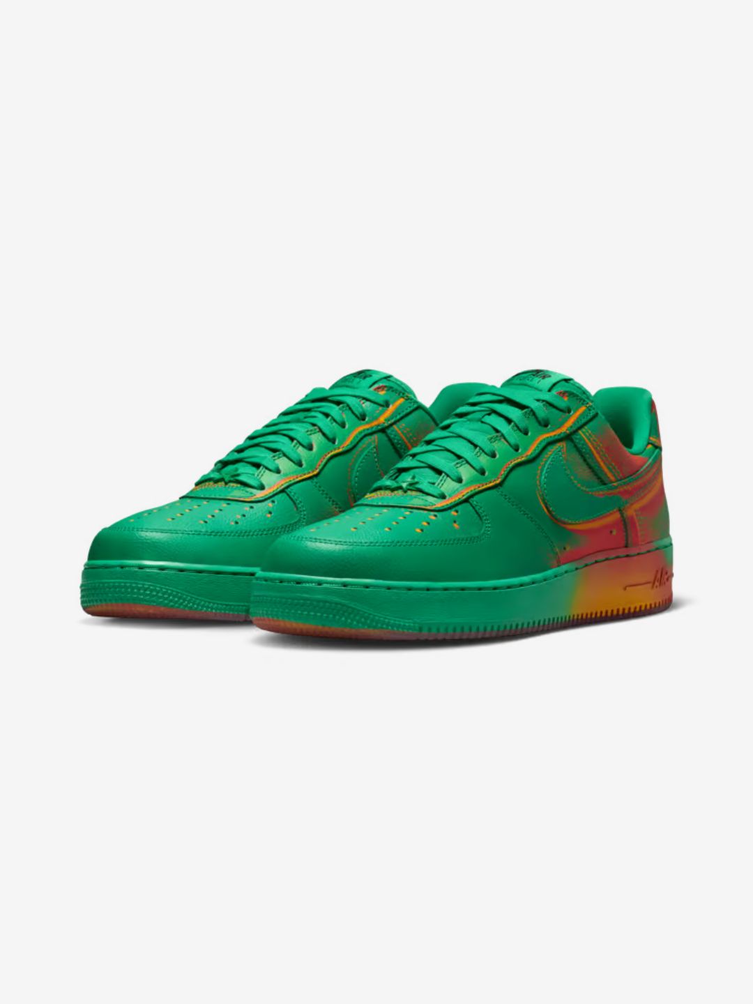 Nike Air Force 1 Low Stadium Green Crimson sneakers basse uomo e donna pelle verde rosso, vista frontale