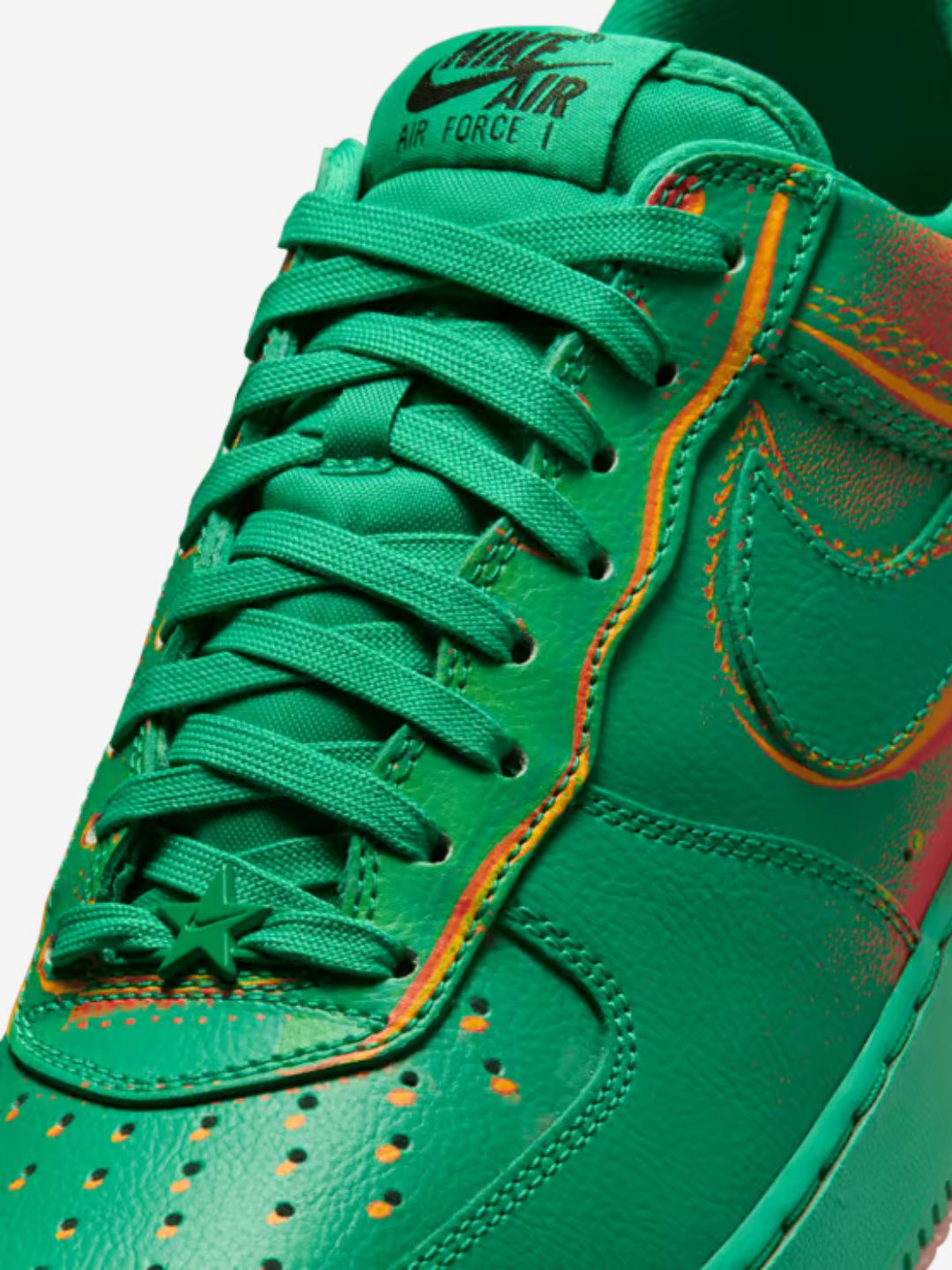 Nike Air Force 1 Low Stadium Green Crimson sneakers basse uomo e donna pelle verde rosso, dettaglio suola