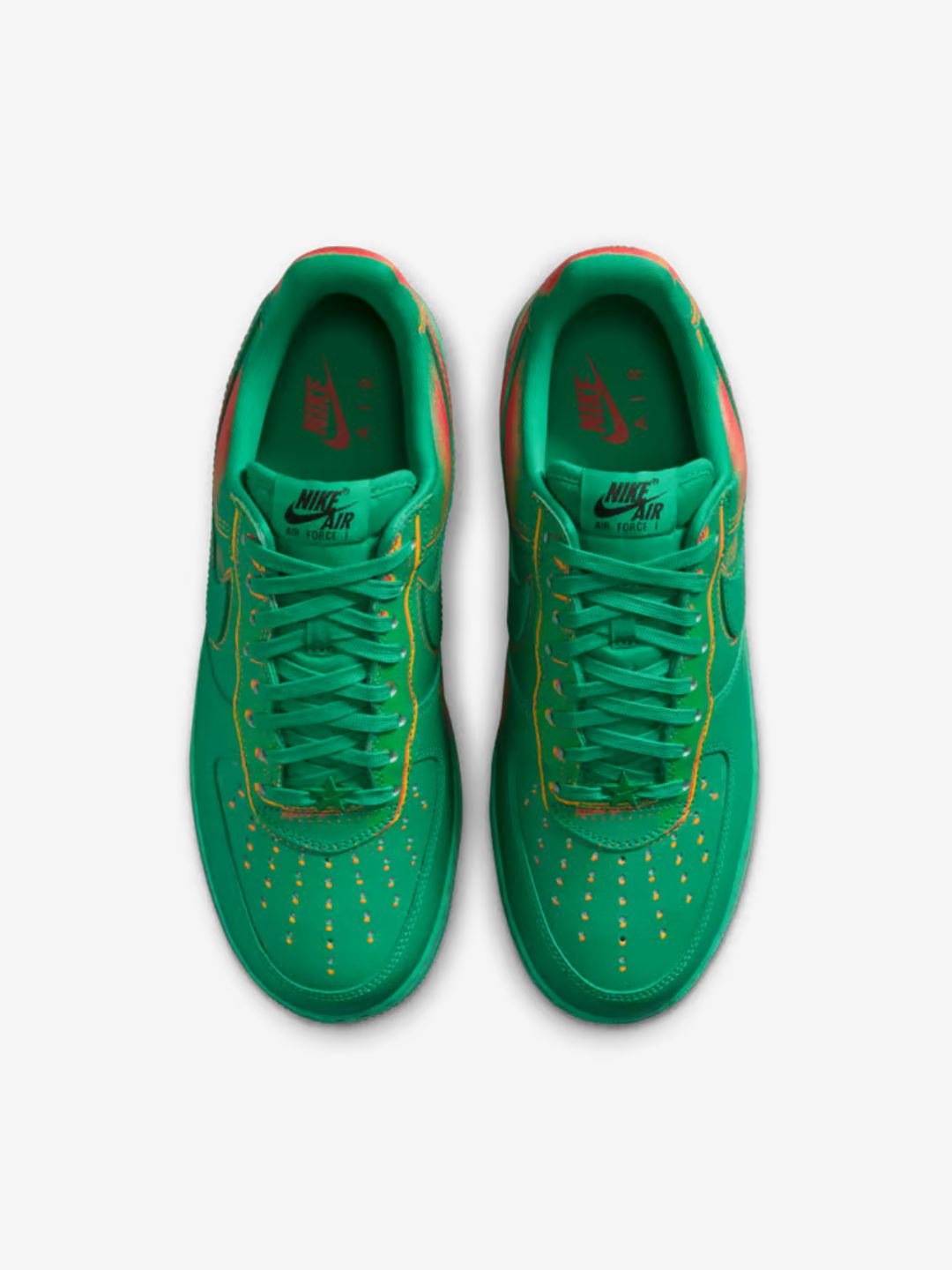 Nike Air Force 1 Low Stadium Green Crimson sneakers basse uomo e donna pelle verde rosso, vista posteriore